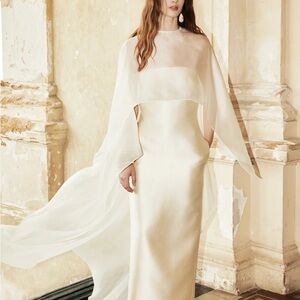 Huong Boutique strapless dress with sheer cape
